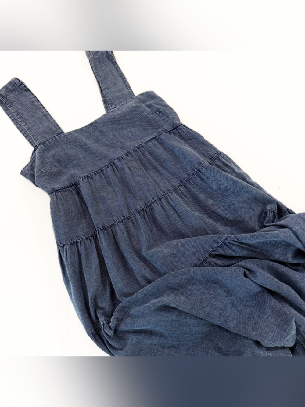 By Anthropologie Dress Womens XL Denim Tiered Helena Midi Blue - Picture 2 of 12